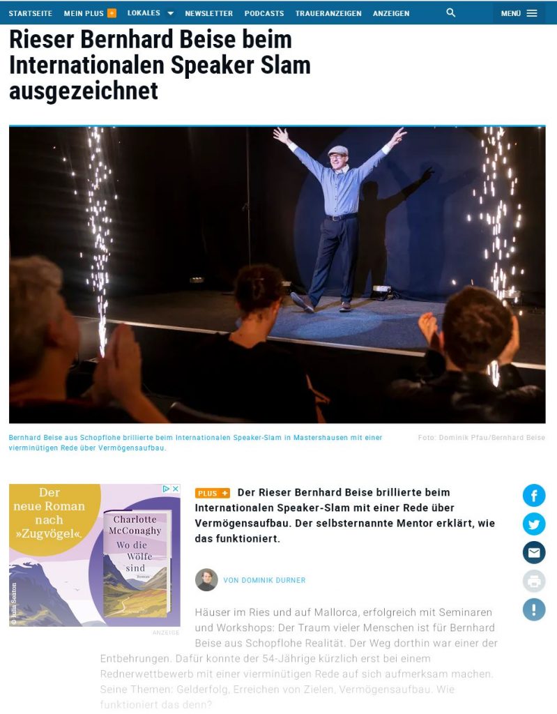 Pressebericht Rieser Nachrichten – Speaker Slam Weltrekord